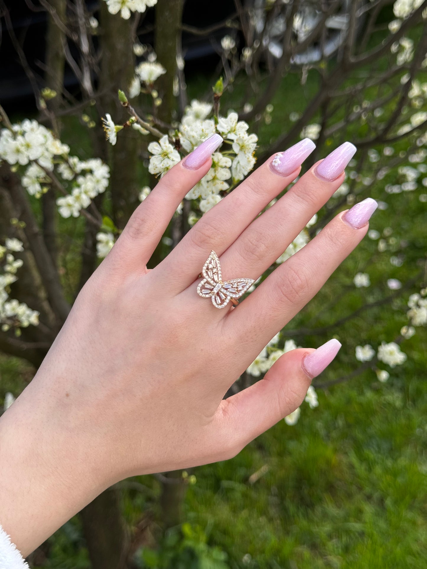 Butterfly zircon ring