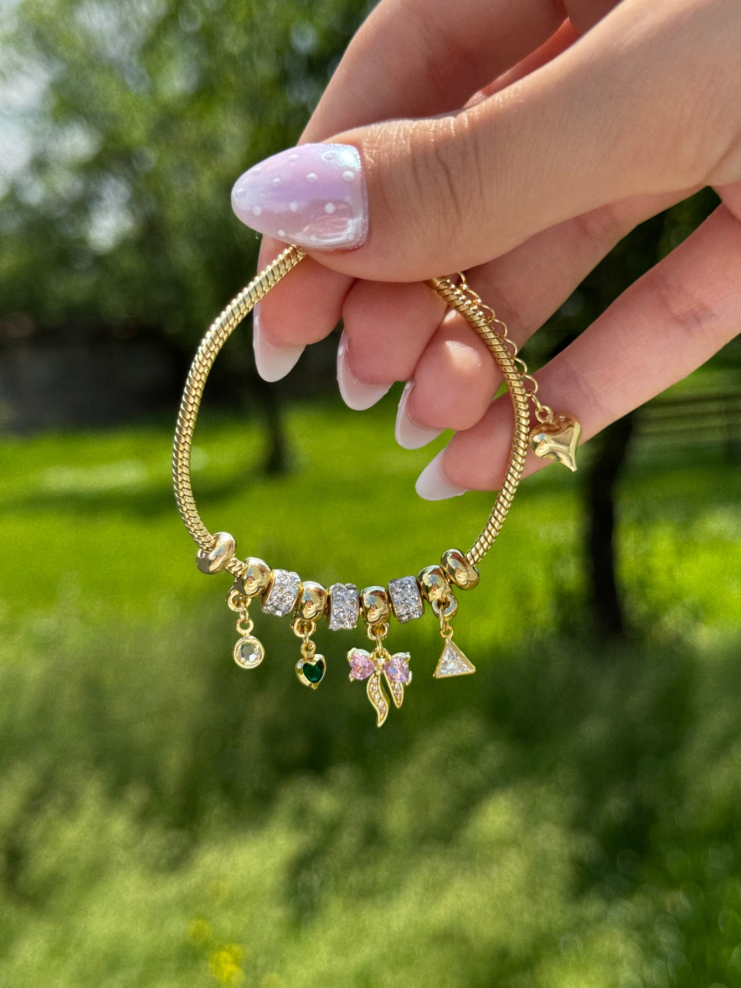Gold Bow Charm Bracelet
