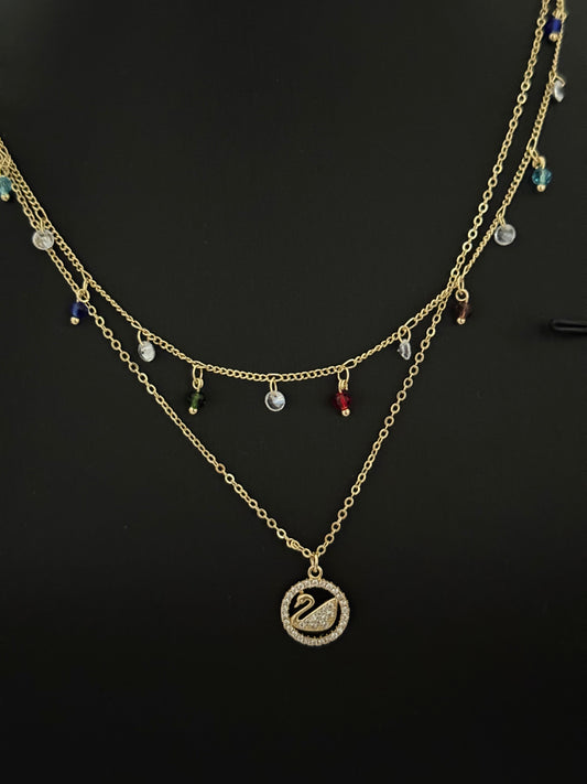 Swan double layer necklace