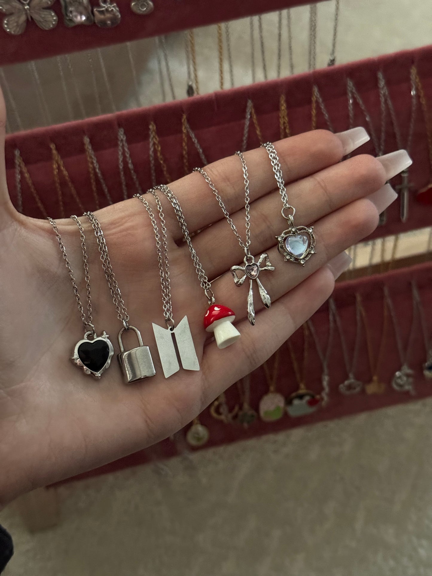 Stainless steel chain charm necklaces