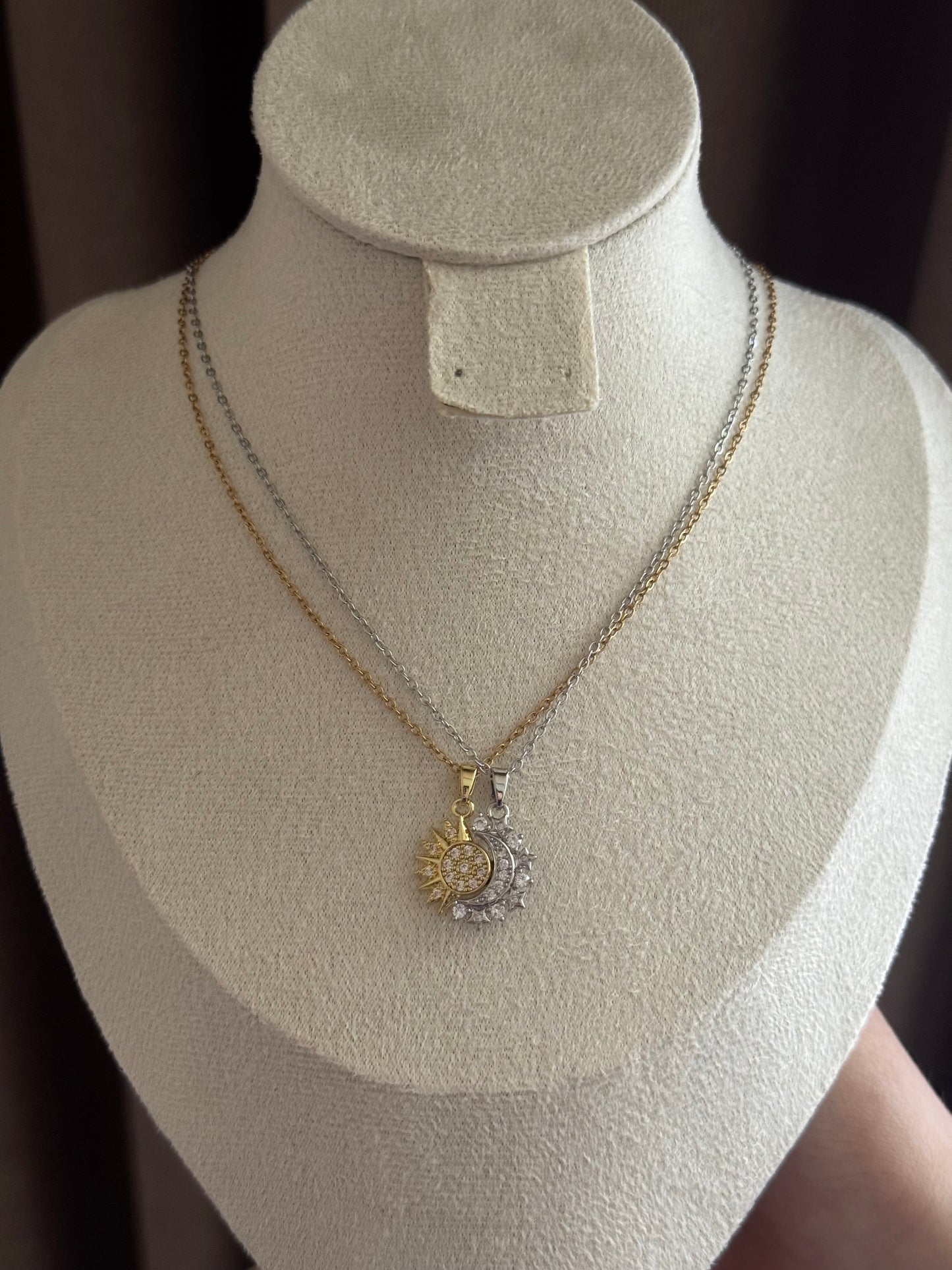 Sun and Moon Matching Necklaces