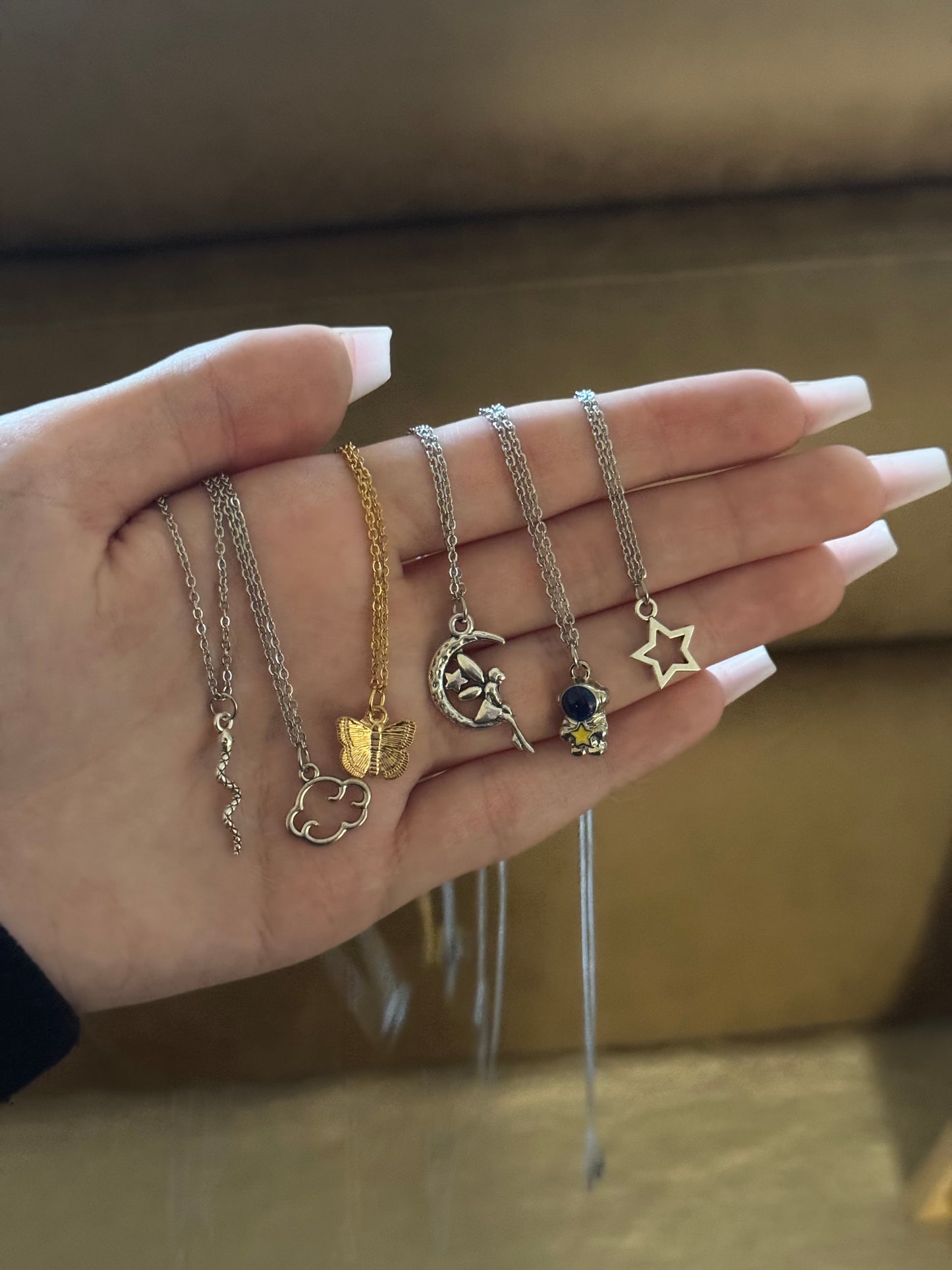 Stainless steel chain charm necklaces