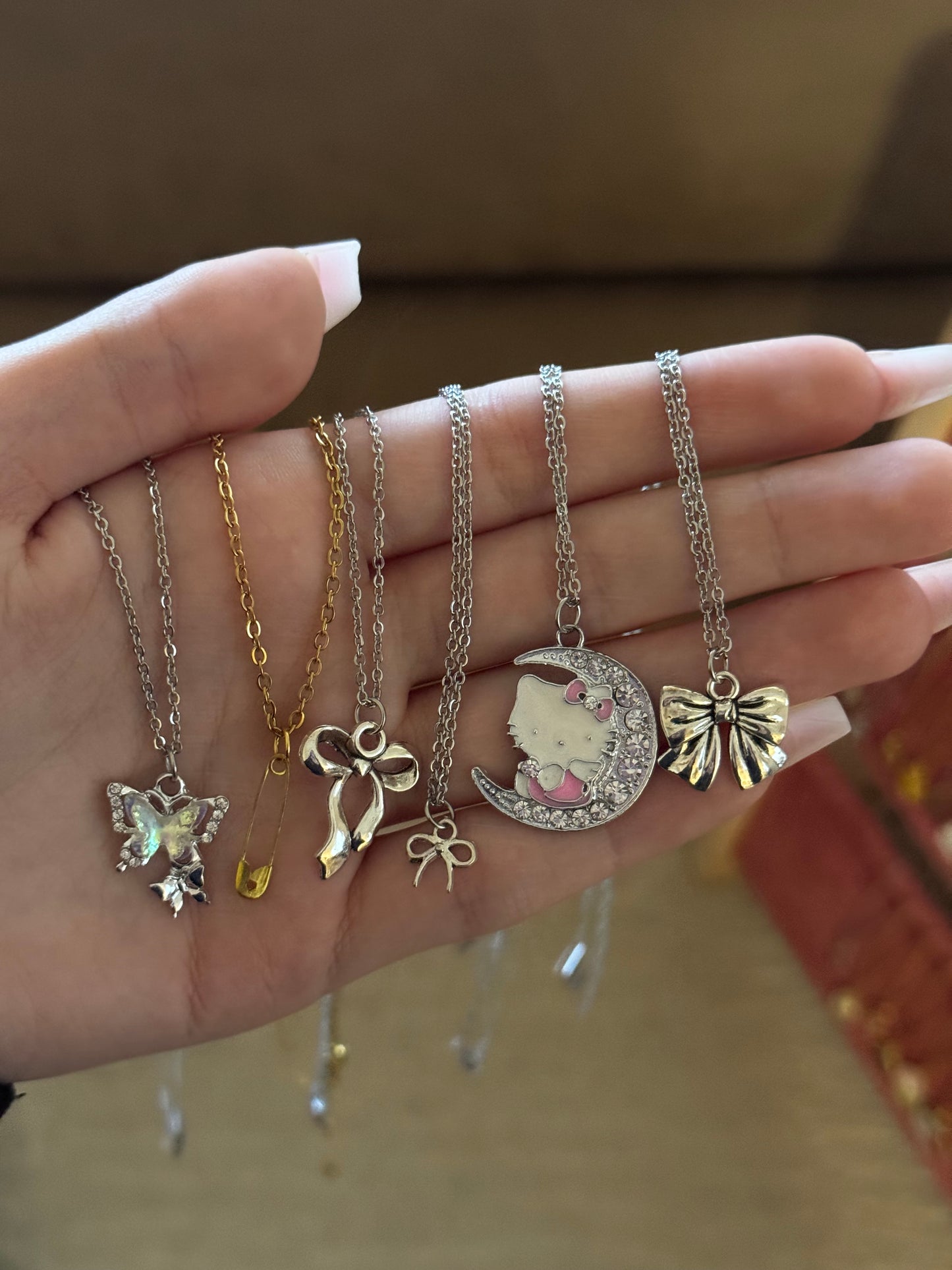 Stainless steel chain charm necklaces