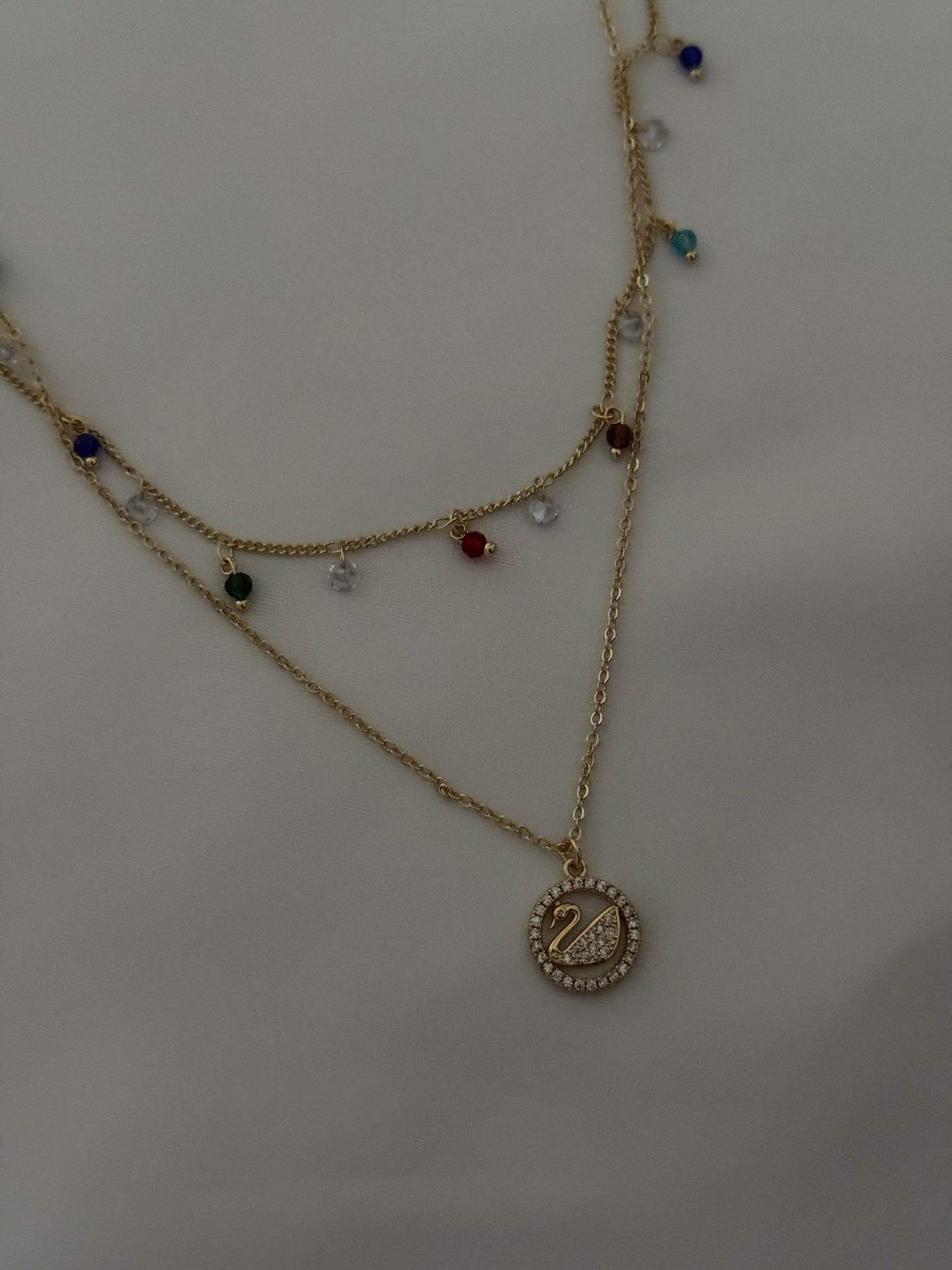 Swan double layer necklace