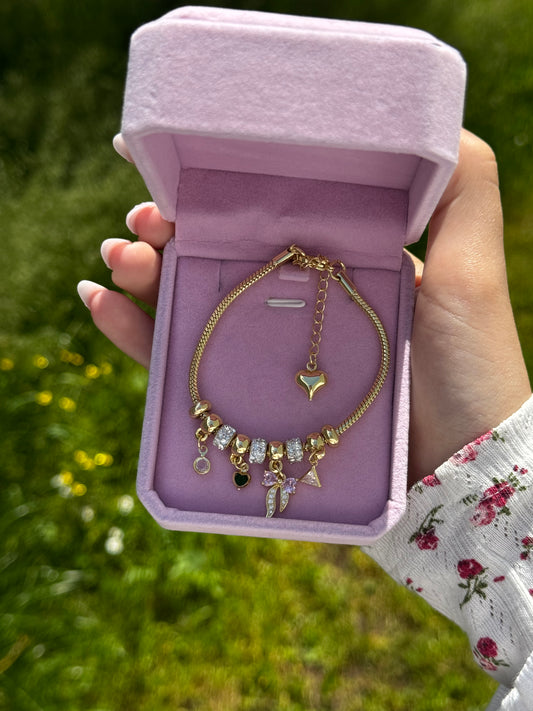 Gold Bow Charm Bracelet