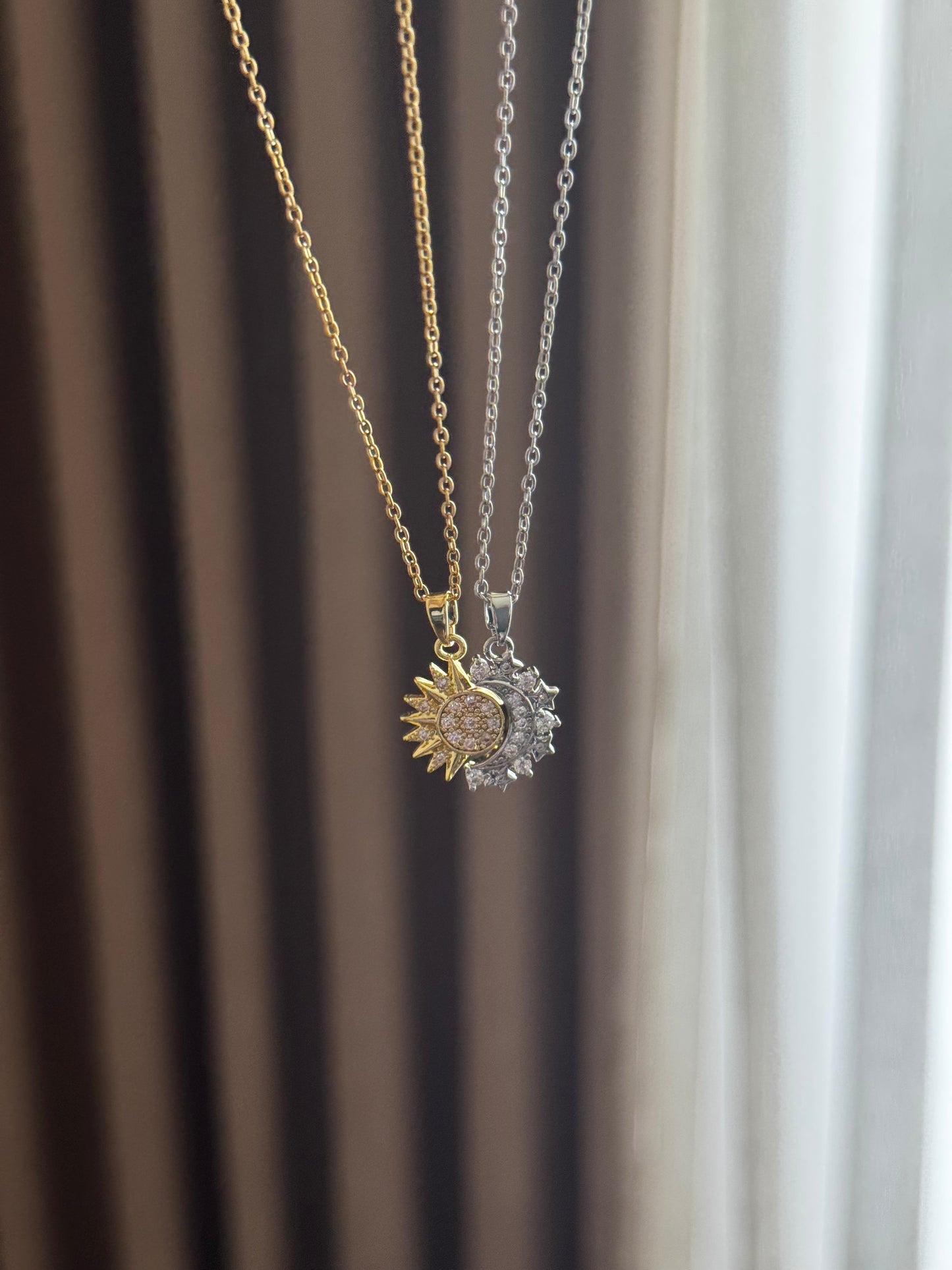 Sun and Moon Matching Necklaces
