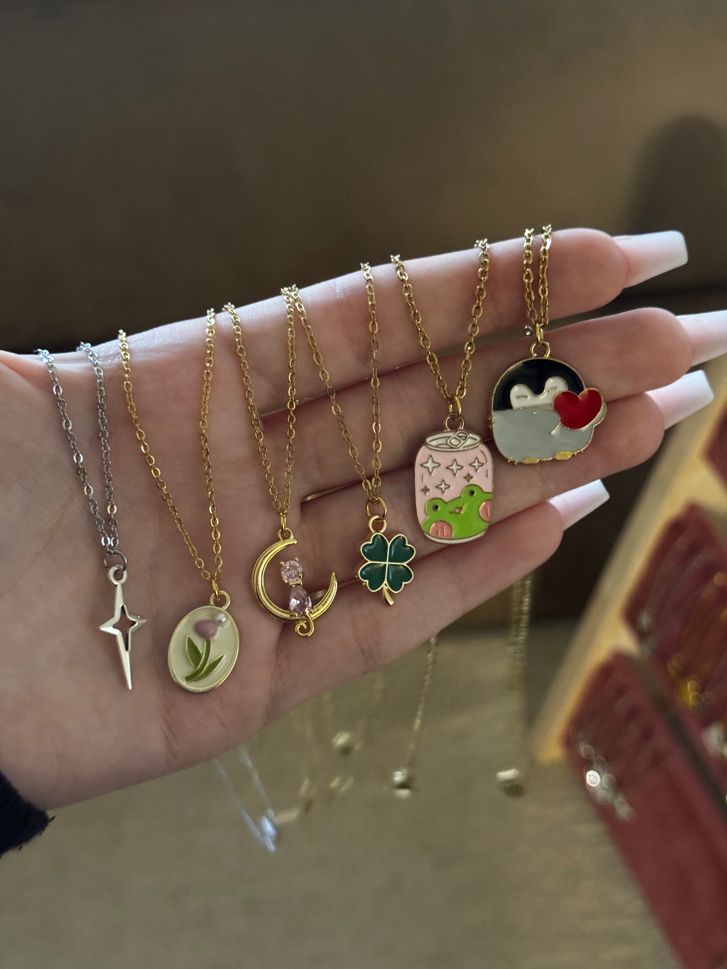 Stainless steel chain charm necklaces