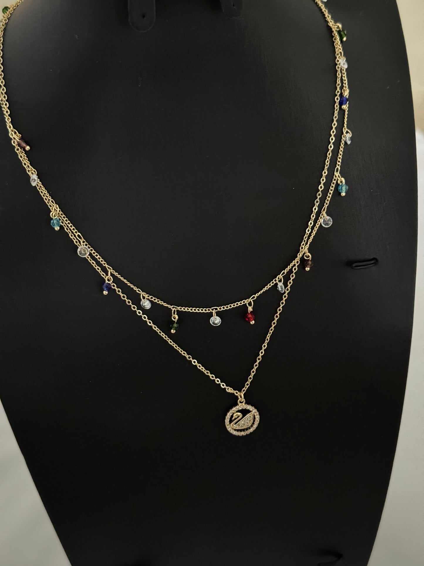 Swan double layer necklace