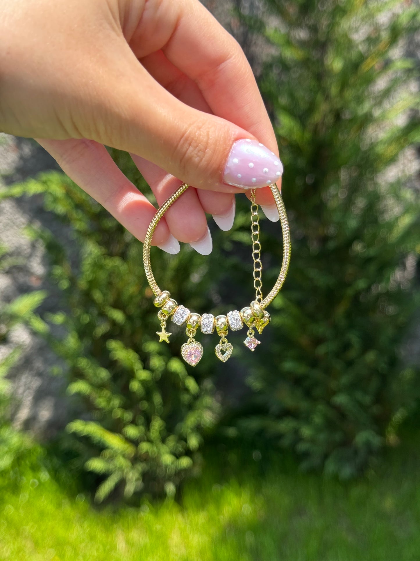 Pink Gold Charm Bracelet