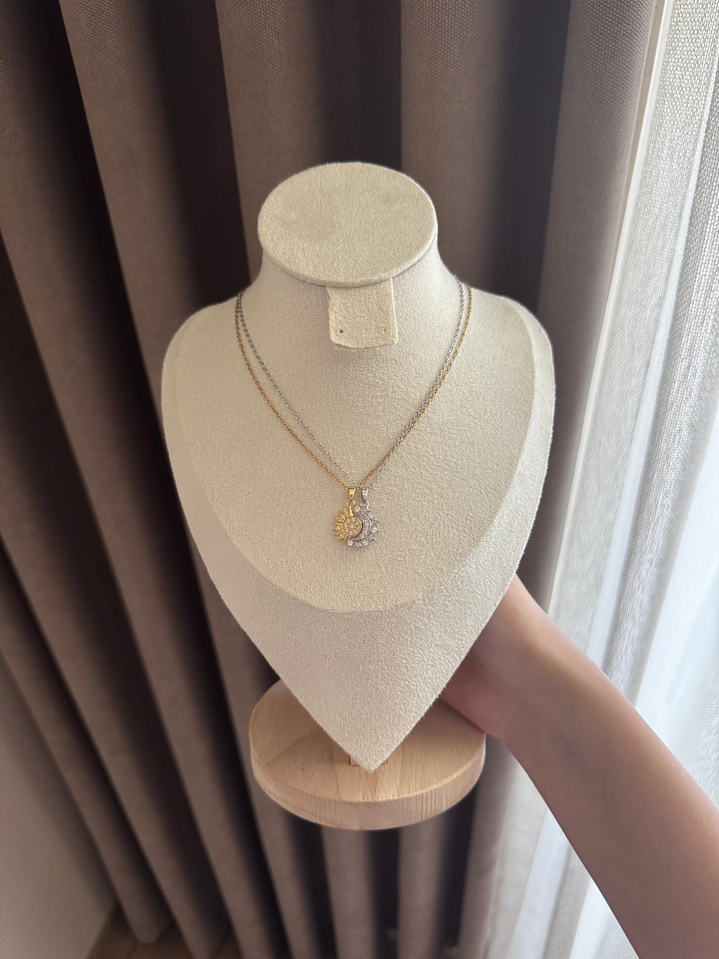 Sun and Moon Matching Necklaces