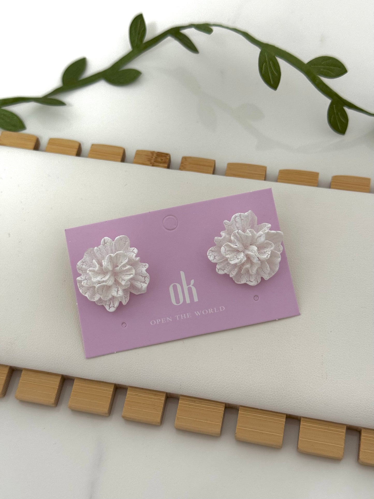 White Flower Earrings