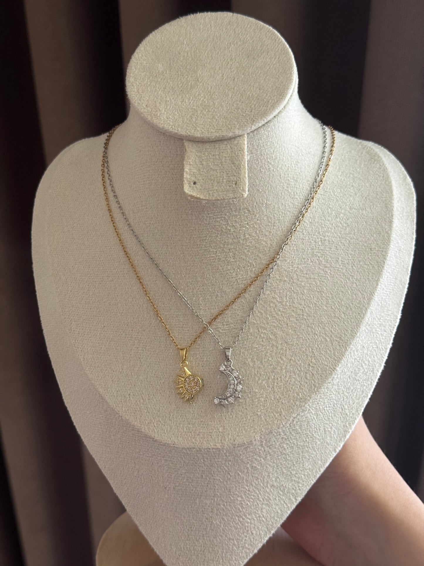 Sun and Moon Matching Necklaces