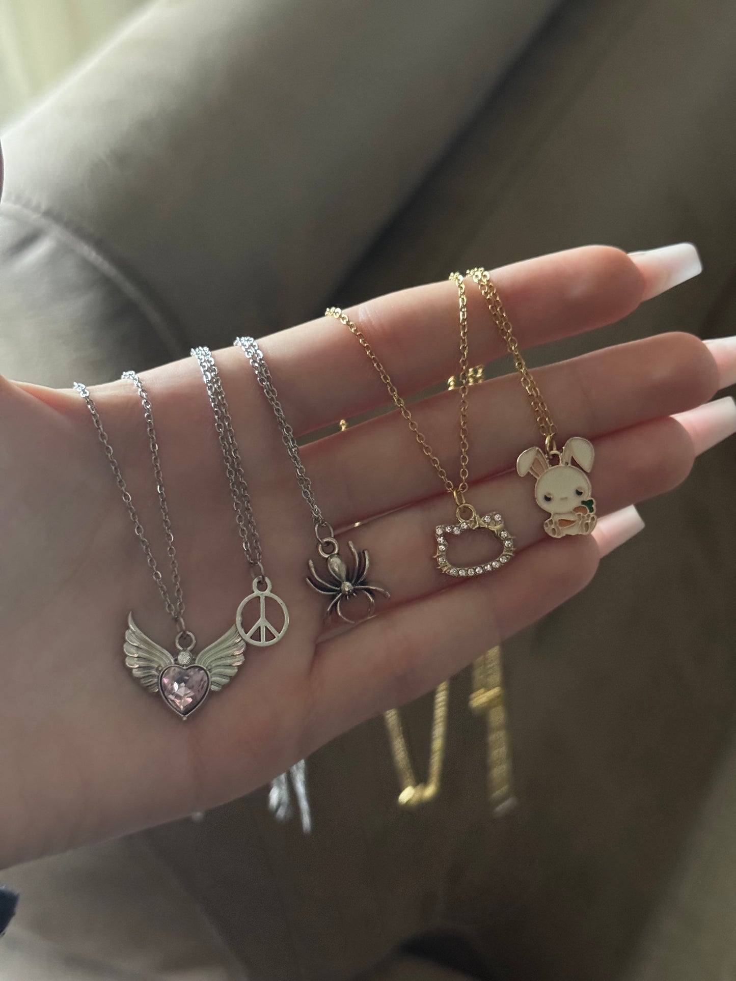 Stainless steel chain charm necklaces