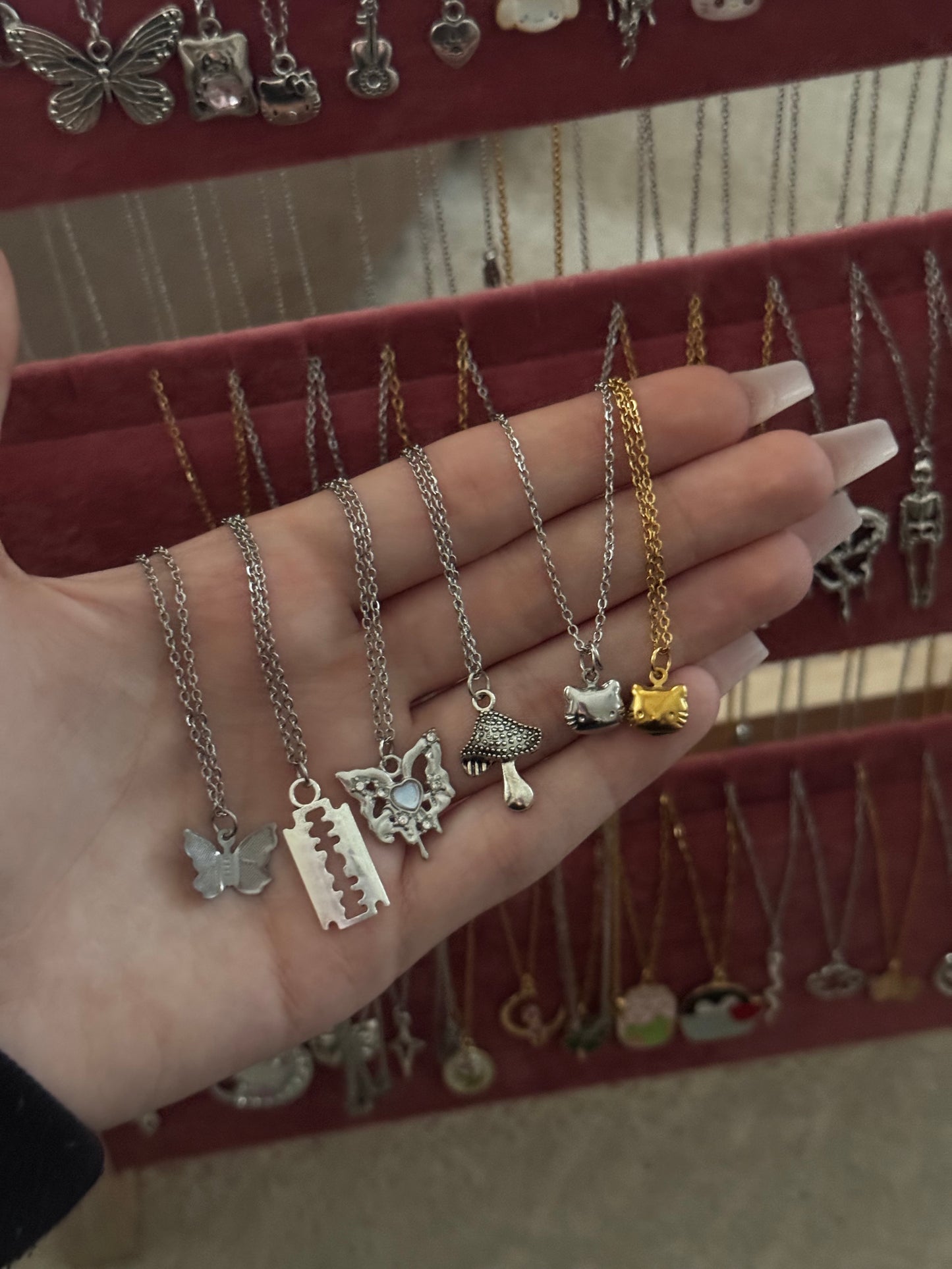 Stainless steel chain charm necklaces