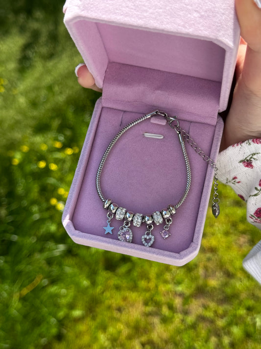 Pink Silver Charm Bracelet